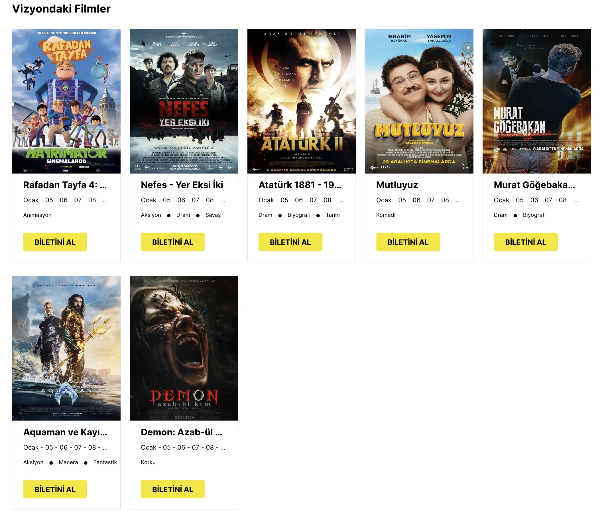 Özdilek Vizyondaki Filmler-1